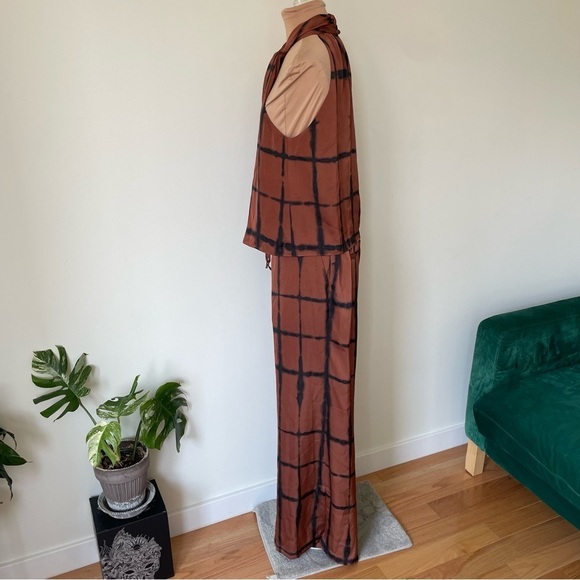 Jonathan Simkhai Katana Halter Twist Blouse Joey Wide Leg Pant Shibori Set NWT M - Picture 4 of 11